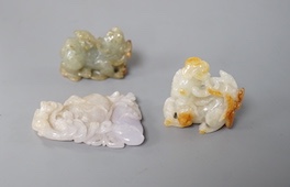 Three Chinese jadeite carvings